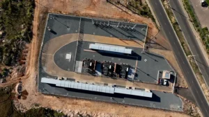 Fleurhof Substation view from above showing TGOOD switchgear ehouses