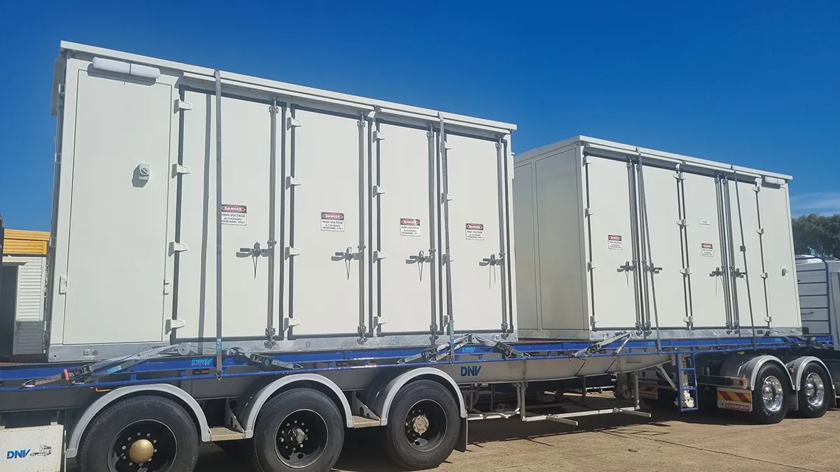 Brendale BESS substation kiosks on truck Brisbane TGOOD Australia