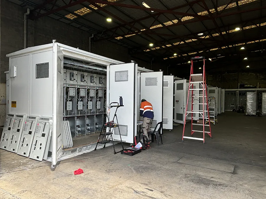 Collie BESS substation kiosks in Brisbane manufacturing facility